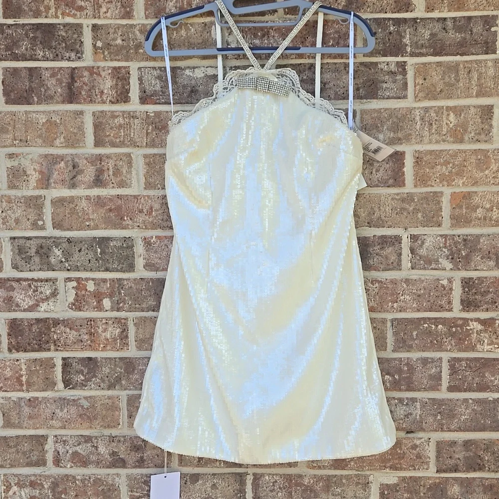 Self-Portrait Sequin Halter Mini Dress Size 8 Nwt - Picture 6 of 12